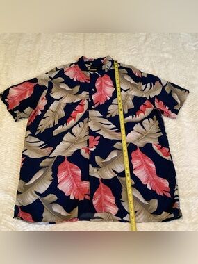 Mens Banana Republic Standard Fit Tropical Leaf Large Bottom Shirt Rayon Shirt